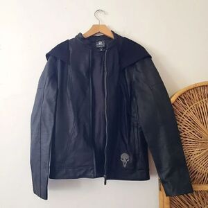Overwatch Black Hooded Jacket Zip Up Faux Leather S Her Universe